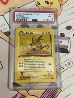 Pokemon TCG Raichu 29/62 1st Edition Fossil Set WOTC Vintage Rare PSA 9 - Image 1