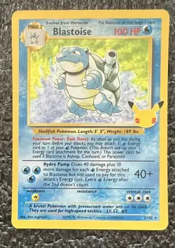 Pokemon Card - Blastoise Celebrations Classic Collection 2/102 Holo Rare - Image 1