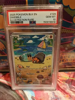 Pokemon Dwebble PSA 10 129/086 Sv: Black Bolt Illustration Rare Holo Card - Image 1