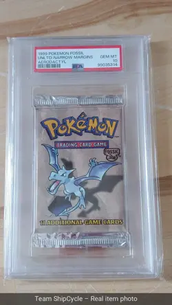1999 Pokemon Fossil Booster Pack Aerodactyl PSA 10 Gem Mi G1N - Image 2