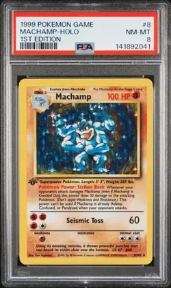 PSA 8 MACHAMP 8/102 1ST EDITION BASE SET HOLO POKEMON - Image 1