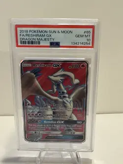 Pokemon Reshiram GX Full Art Dragon Majesty 65/70 Ultra Rare Holo PSA 10 2018 - Image 1
