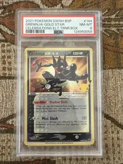 Pokemon Black Star Promos Greninja Gold Star SWSH144 PSA 8 NM Mint - Image 1