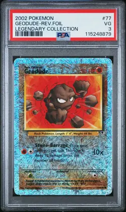 2002 POKEMON LEGENDARY COLLECTION #77 GEODUDE-REVERSE FOIL PSA 3 - Image 1