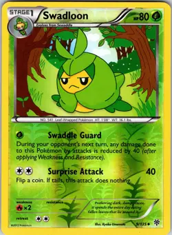 Swadloon 9/135 Plasma Storm Pokemon MP Reverse Holo - Image 1