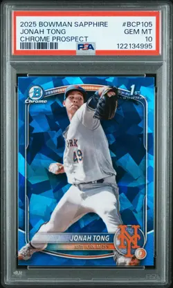 2025 Bowman Sapphire Edition - Chrome Prospects Jonah Tong #BCP-105 PSA 10 - Image 1