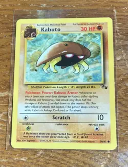 **Light Play** Kabuto Fossil Set 50/62 Pokemon Unlimited Card WOTC - Image 1