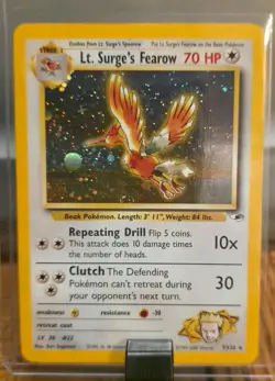 Pokemon TCG Lt. Surge's Fearow Holo Rare Card 7/132 Gym Heroes Series - Image 1