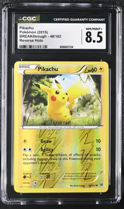CGC 8.5 Pikachu 2015 BREAKthrough 48/162 Reverse Holo Pokemon Card - Image 1