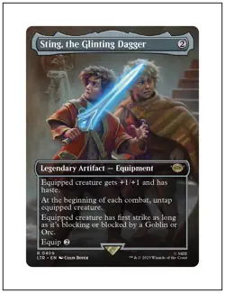 1x Sting, the Glinting Dagger, Borderless Art, LOTR, Magic MTG NM - Image 1