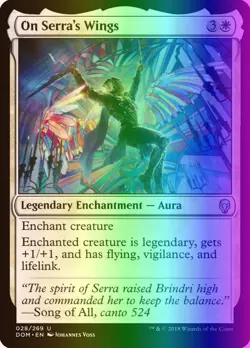 MTG Magic the Gathering On Serra's Wings (28/296) Dominaria LP FOIL - Image 1