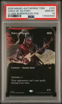 2025 MTG TARKIR: DRAGONSTORM CLANS BORDERLESS-FOIL #331 VOICE OF VICTORY PSA 10 - Image 1