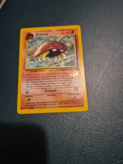 Kabuto Gold W Stamp Stamped Pokemon Card - WOTC Promo - Fossil - 50/62 - NM - Image 1