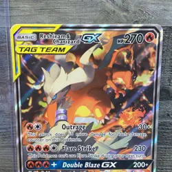 RESHIRAM & CHARIZARD GX TAG TEAM JUMBO BLACK STAR PROMO SM201 POKEMON - Image 2