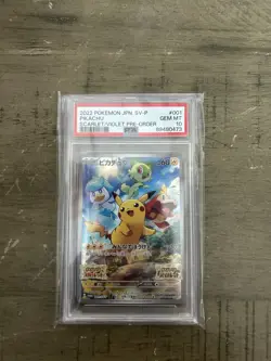 Pokemon 2022 Pikachu 001/SV-P Promo Scarlet/Violet Pre-Order Japanese PSA 10 - Image 1