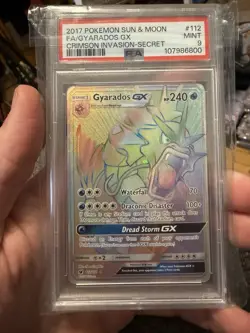2017 POKEMON SUN & MOON CRIMSON INVASION SECRET #112 FULL ART/GYARADOS GX PSA 9 - Image 1