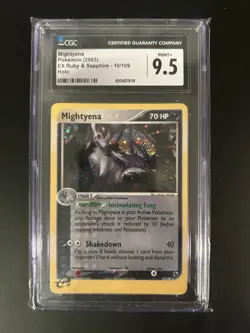 Pokemon Mightyena Holo Rare Swirl Ereader EX Ruby & Sapphire 10/109 CGC 9.5 - Image 1
