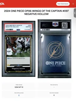 🔥2024 ONE PIECE OP06 EN #097 Wings Of The Captain-NEGATIVE HOLLOW 🔥Psa 10 Gem - Image 3
