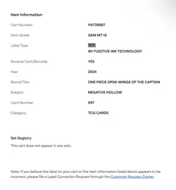 🔥2024 ONE PIECE OP06 EN #097 Wings Of The Captain-NEGATIVE HOLLOW 🔥Psa 10 Gem - Image 4