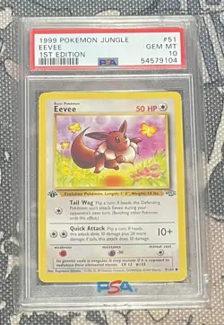 1999 Pokemon Jungle Eevee 1st Edition #51 English PSA 10 Gem MT - Image 1