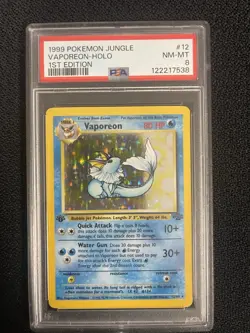 1999 Pokemon Jungle 1st Edition Vaporeon Holo #12/64 PSA NM-MT 8 - Image 1
