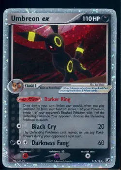 Pokemon EX UNSEEN FORCES 112/115 Umbreon ex - ENG - Ultra Rare Holo SWIRL - DMG - Image 1