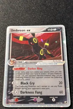 Pokemon EX UNSEEN FORCES 112/115 Umbreon ex - ENG - Ultra Rare Holo SWIRL - DMG - Image 4