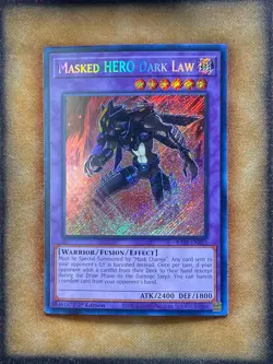 Yugioh Masked HERO Dark Law RA01-EN025 Secret Rare 1st Ed NM - Image 1