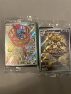 Pokemon Center Stamped Alakazam 009 And Riolu 010 Pokemon Mega Evolutions SEALED - Image 1
