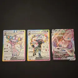 Pokemon Espeon ex SVP175 Umbreon ex SVP176 Mew VMAX 194/264 Foil Card Lot (3) - Image 1