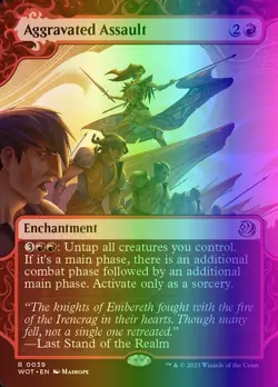 MTG Aggravated Assault (39/103) Wilds of Eldraine Enchanting Tales NM FOIL - Image 1