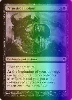 MTG Magic the Gathering Parasitic Implant (67/181) New Phyrexia MP FOIL - Image 1
