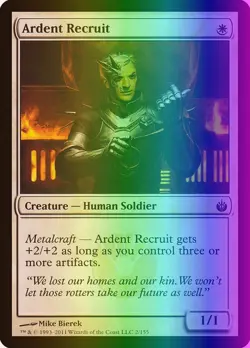 MTG Magic the Gathering Ardent Recruit (2/161) Mirrodin Besieged MP FOIL - Image 1
