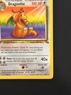 Dragonite 1st Edition Fossil 19/62 LP Non-Holo Rare Pokemon Card 1999 - Image 3