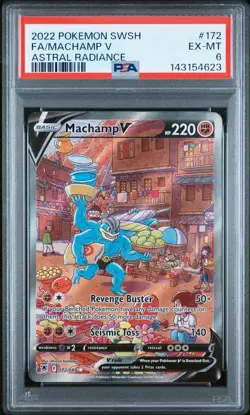 2022 POKEMON SWORD & SHIELD ASTRAL RADIANCE #172 FULL ART/MACHAMP V PSA 6 - Image 1