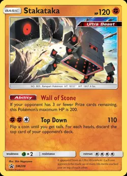 Pokemon Stakataka (SM209/274) SM Black Star Promos LP HOLO - Image 1