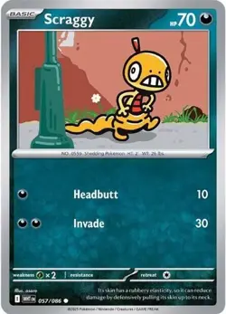 Pokemon Scraggy (57/325) White Flare LP REVERSE HOLO - Image 1