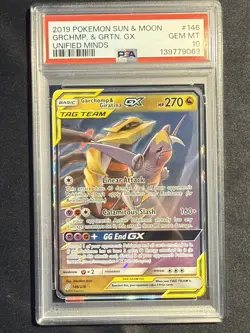 Pokemon TCG Sun & Moon Tag Team Garchomp & Giratina GX Sun & Moo. #146 PSA 10 - Image 1