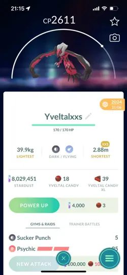 Pokemon Go Legendary Yveltal ( XXS) ( Normal ) - Image 1