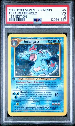 2000 POKEMON NEO GENESIS 1ST ED #5 FERALIGATR-HOLO PSA 3 - Image 1