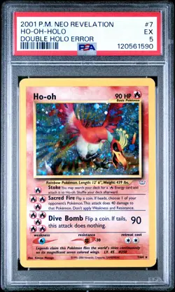 2001 POKEMON NEO REVELATION DOUBLE HOLO ERR #7 HO-OH-HOLO PSA 5 - Image 1