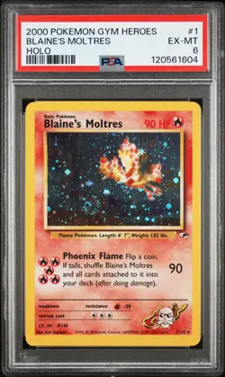 2000 POKEMON GYM HEROES HOLO #1 BLAINE'S MOLTRES PSA 6 - Image 1