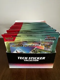 Pokemon Prismatic Evolutions Leafeon Tech Sticker Collection (x12) Full Display - Image 4