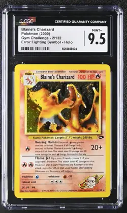 Pokemon Gym Challenge #2 Blaine's Charizard Error Fighting Symbol CGC 9.5 Swirl - Image 1