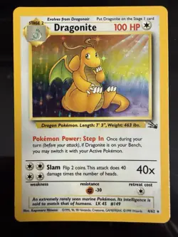 Pokemon TCG Dragonite Fossil Set Holo Rare Card 4/62 WOTC Vintage #102 LP - Image 1