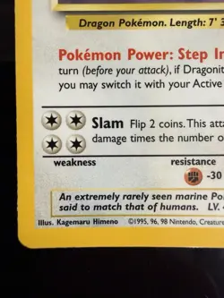 Pokemon TCG Dragonite Fossil Set Holo Rare Card 4/62 WOTC Vintage #102 LP - Image 5