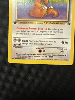 Pokemon TCG 1st Edition Dragonite Fossil Non Holo Rare 19/62 MP - Image 3