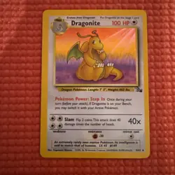 Pokemon TCG Dragonite 4/62 Fossil Set Holo Rare WOTC Vintage #102 - NM - Image 2