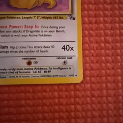 Pokemon TCG Dragonite 4/62 Fossil Set Holo Rare WOTC Vintage #102 - NM - Image 5