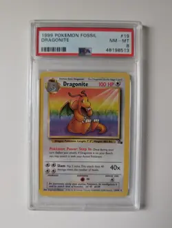 Pokemon TCG Fossil Dragonite Card 19/62 Non-Holo Rare PSA 8 NM-MINT - Image 1